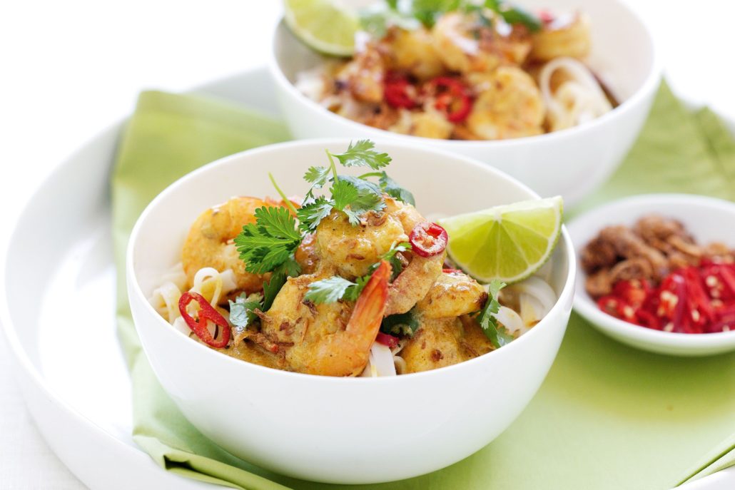 Crevettes façon thaï au piment et lait de coco - Lait de coco Ampawa